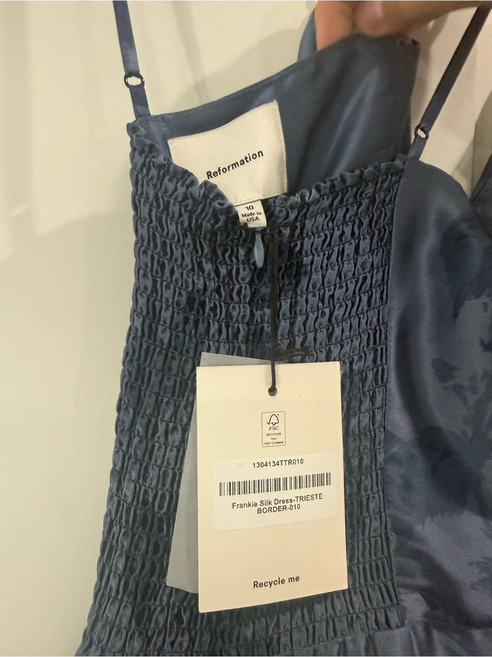 NWT Reformation Navy Blue Floral Slip Maxi Dress - Picture 3 of 4